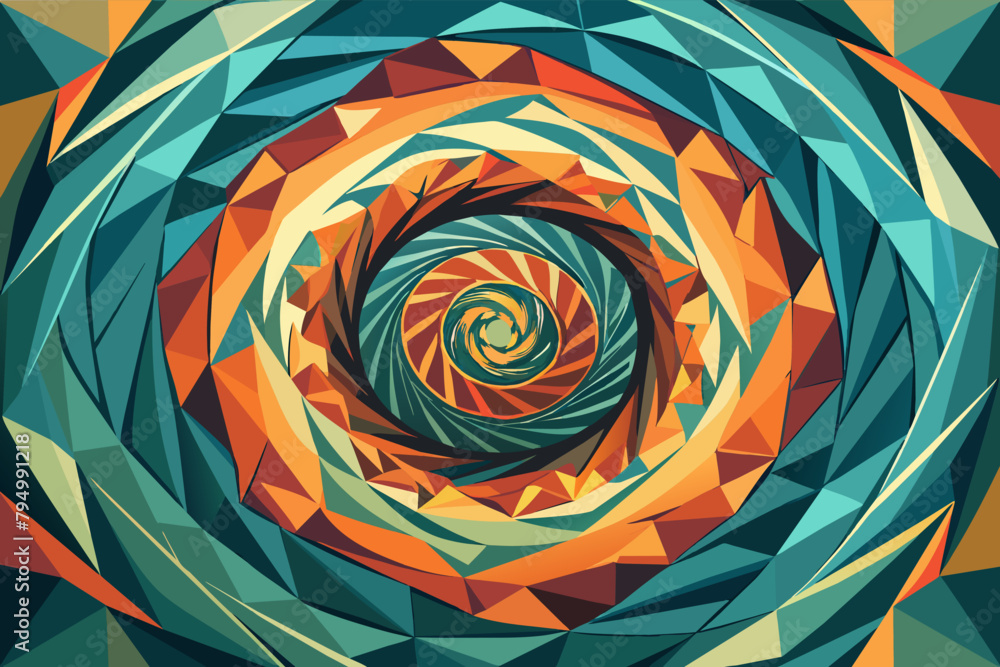 Aufkleber a swirling vortex of geometric shapes representing complexity and intricacy