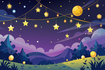 A whimsical starry night sky full of twinkling lights