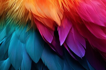 Obraz premium Vibrant Parrot Feather Gradients: Iridescent Plumage Colors