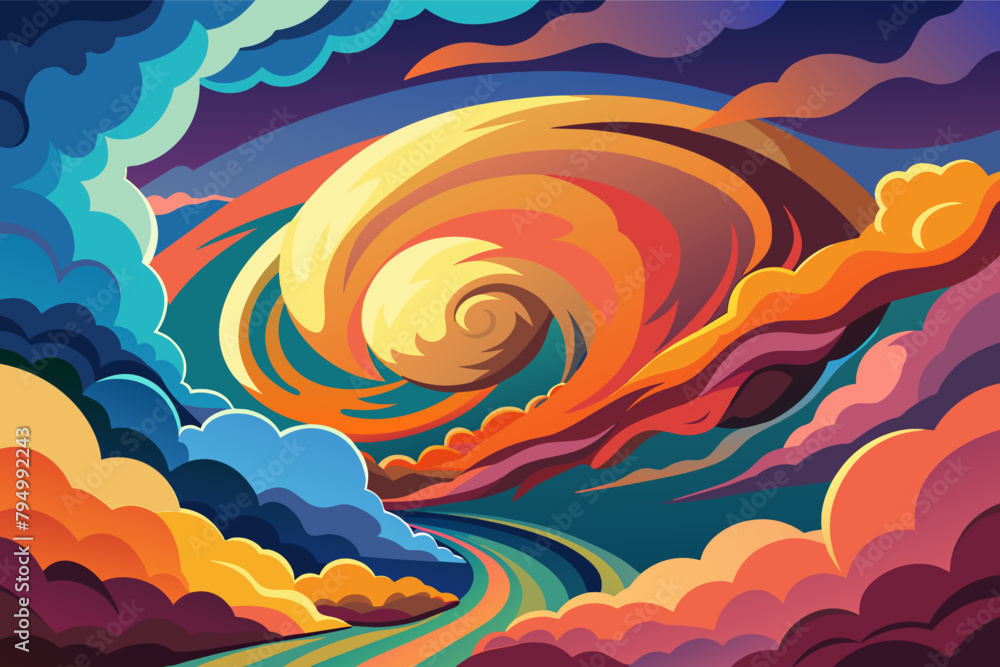 Aufkleber billowing clouds swirling in a vortex of color