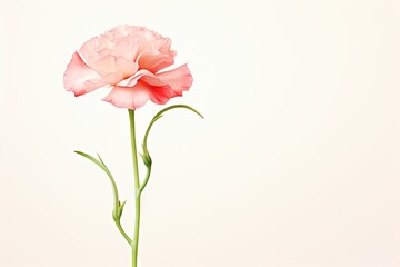 A single pink rose on a white background.