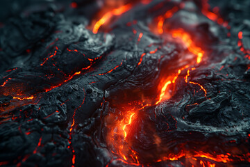 Close up of molten lava flowing natural 8k wallpaper background