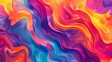 Vibrant multicolored liquid shapes with fluid