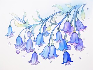 A watercolor painting of bluebell flowers.