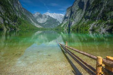 Bootshaus am Obersee lake in Berchtesgaden National Park, Alps Germany