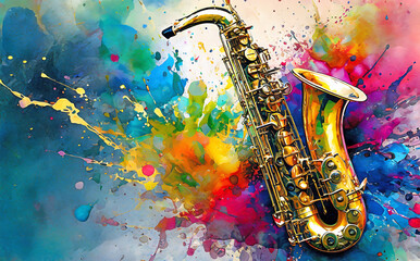 Naklejka premium Lively saxophone