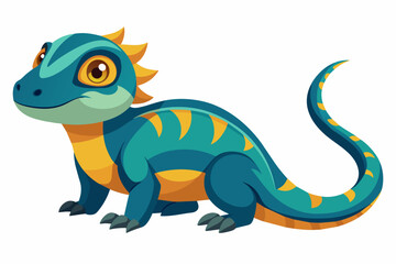 Cute Komodo Dragon Venomous gradient illustration in white background
