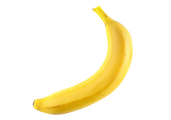 Yellow banana isolated on white, top view, clipping