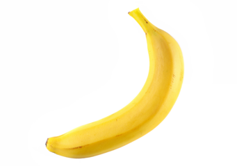 Yellow banana isolated on white, top view, clipping