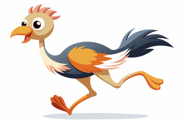 Cute Ostrich Running gradient illustration in white background