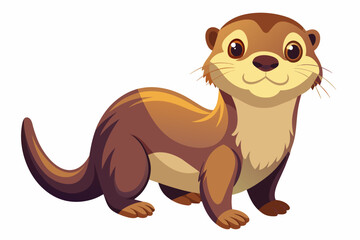 Cute Otter Playful gradient illustration in white background