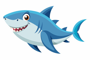Cute Shark Hunting gradient illustration in white background