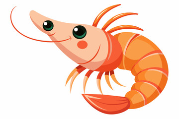 Cute Shrimp Prawning gradient illustration in white background