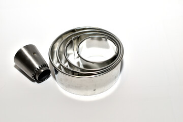 Metal molds for baking dough.