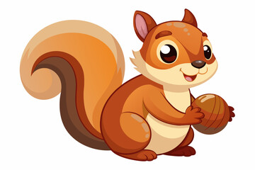 Cute Squirrel Nutty gradient illustration in white background
