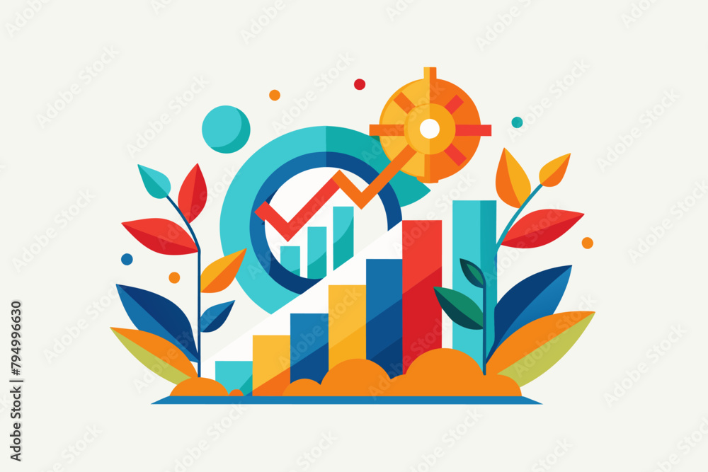 Poster Design an abstract icon representing a concept of growth and progress