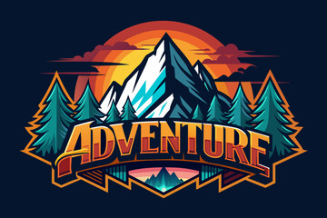 Design an adventure-inspired logo using dynamic gradients and vector illustrations