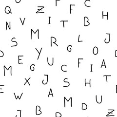 Seamless Pattern with Handwritten Capital Letters. Alphabet. No Background