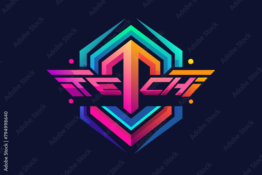 Fototapete Explore vibrant color gradients to create a tech-inspired logo with vector elements