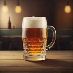 Small mug of beer isolate on background