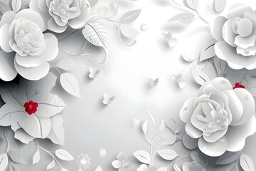 white roses on a white background AI generated