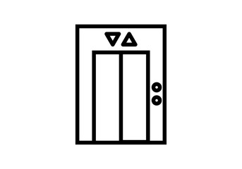 Icono negro de ascensor en fondo blanco. © Gabrieuskal