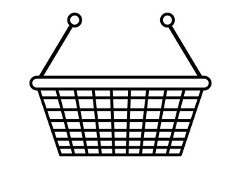 Icono negro de cesta de la compra en fondo blanco.