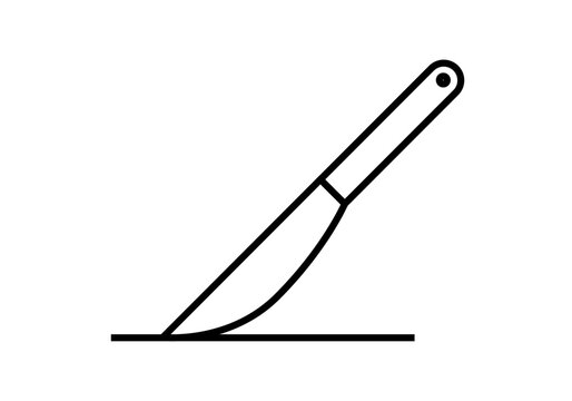 Icono negro de cuchillo de cocina en fondo blanco.
