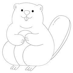 Beaver hand drawn vector illustration in line stroke design