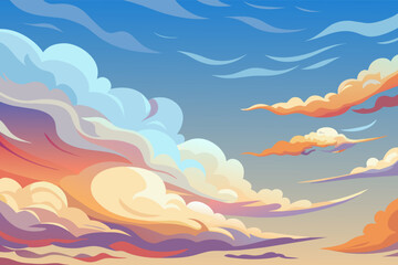 Whispy clouds in a watercolor sky