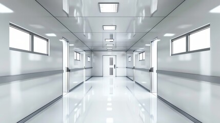 Realistic Image of white hospital hall.
