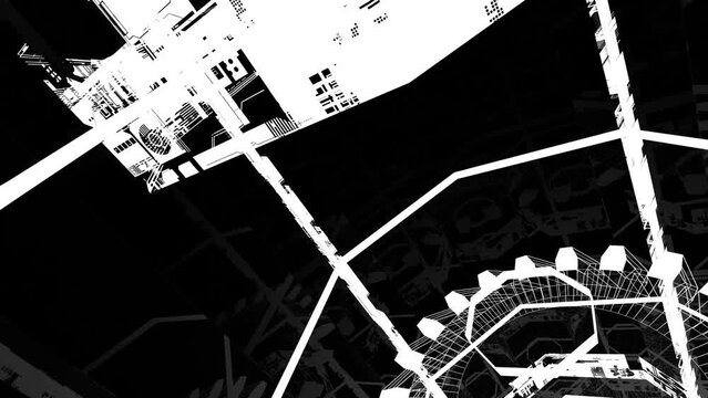 VJ トンネル 万華鏡 曼荼羅 幾何学模様 白黒 [ループ対応] [別Verあり]