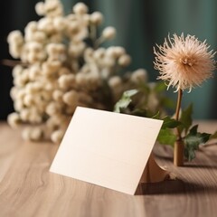 Wooden Stand with a Blank Invitation Card