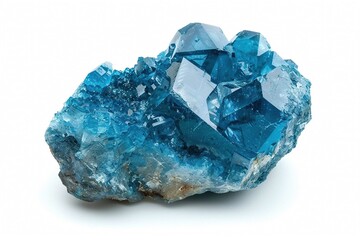Blue Apatite, gemstone, isolated on white