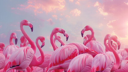 Naklejka premium pink flamingo on the beach