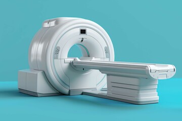 MRI machine, isolated on blue - obrazy, fototapety, plakaty