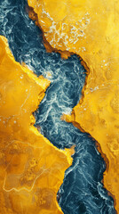 Elegant aerial view of a river meandering through golden terrain
