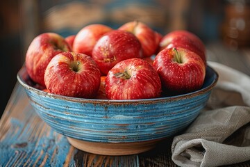 Apple Crop in Bowl on Rustic Wooden Table
