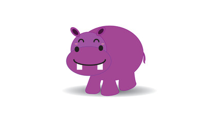 Purple Hippopotamus cute cartoon, suitable for coloring book