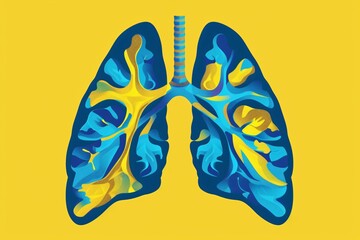 a blue and yellow lungs
