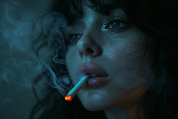 Obraz premium A moody and atmospheric image of smoke veil against a dimly lit dark background
