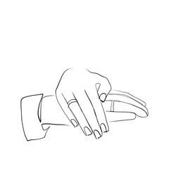 Continuous drawing of lines. Line art two hands of lovers. Continuous drawing of lines. Vector minimalistic