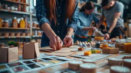 Obraz premium Creative brainstorming for consumer product packaging design using a variety of mockups.