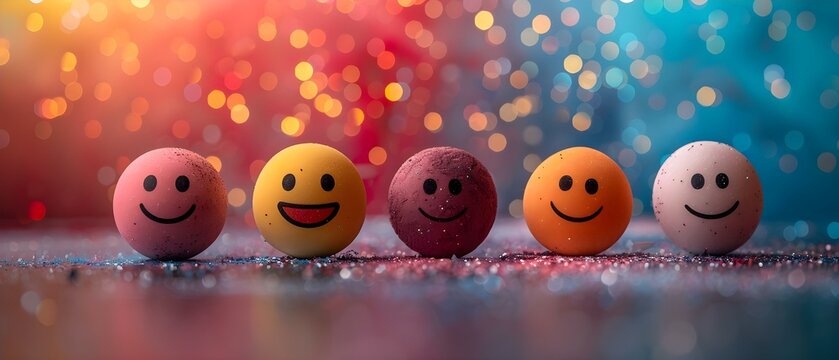 A vibrant assortment of smiley emojis reflecting favorable customer reviews. Concept Customer Satisfaction, Positive Feedback, Happy Customers, Reviews, Testimonials