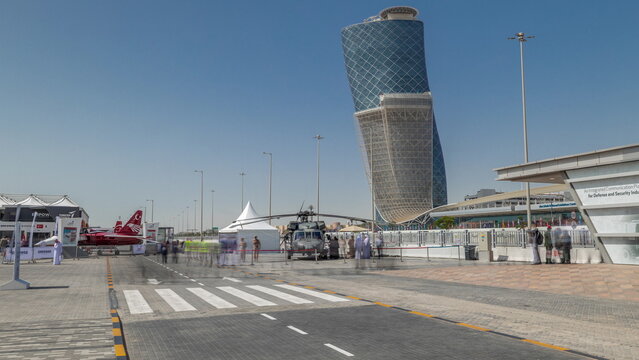 Abu Dhabi National Exhibition Centre ADNEC where IDEX Military Exibition was held timelapse hyperlapse, UAE