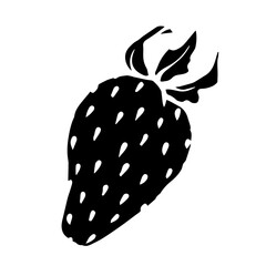 Silhouette,doodles of summer strawberries.Vector graphics.