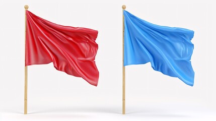 a red and blue flags