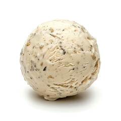 Single Scoop of Banana-Cookies Ice Cream Against White Background