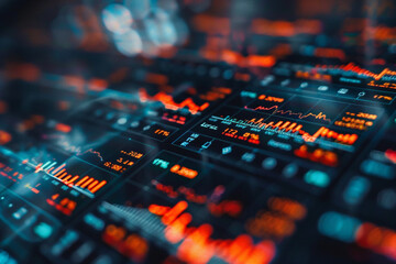 Obraz premium Digital interface displaying live stock market data, including equities, dividends, and portfolio trends