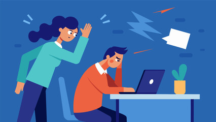 A person snapping at a colleague for a minor mistake their frayed nerves and lack of sleep due to financial stress taking a toll on their